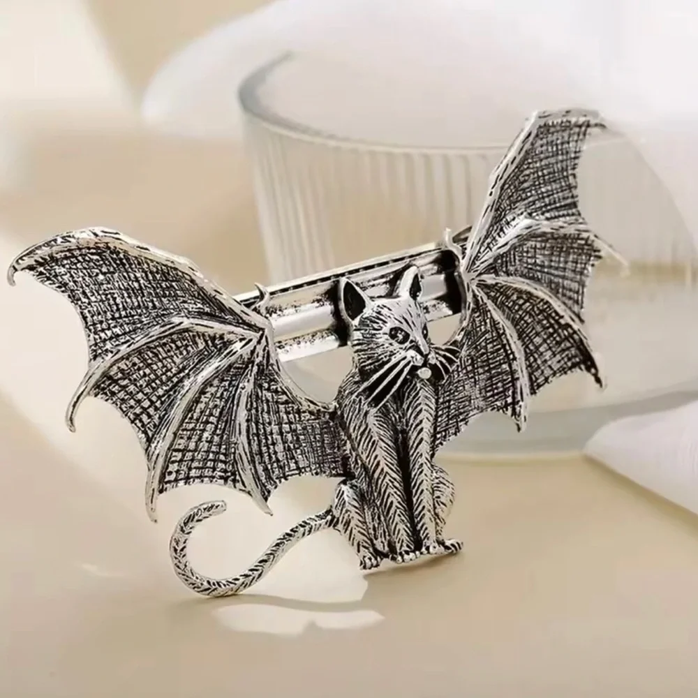 Silver Bat Wing Cat Hair Accessory